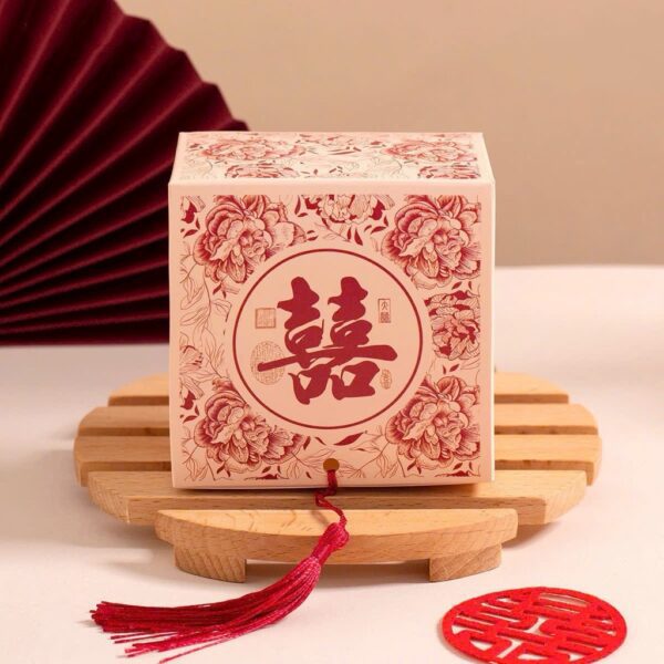 Hộp tua chữ hỷ kem (100 Hộp)
