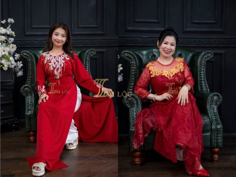 Áo dài trung niên đi đám cưới