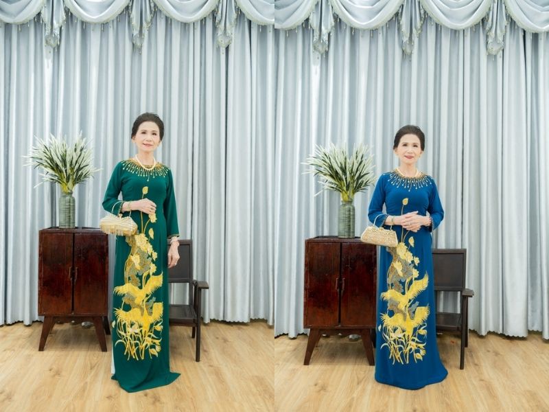 Áo dài trung niên cho người gầy
