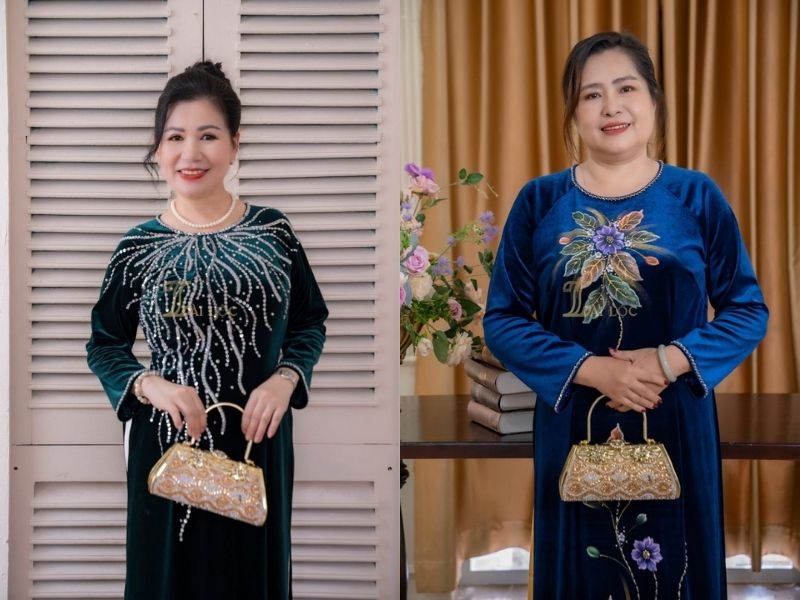 Áo dài nhung trung niên