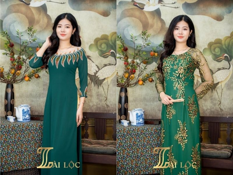 Áo dài trung niên cổ thuyền